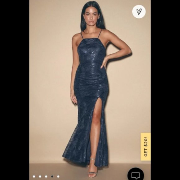 Lulus Pure Beauty Navy Blue Sequin Sleeveless Maxi Dress - Picture 1 of 12